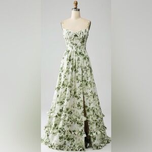 Beautiful green floral gown - brand new, never worn!
